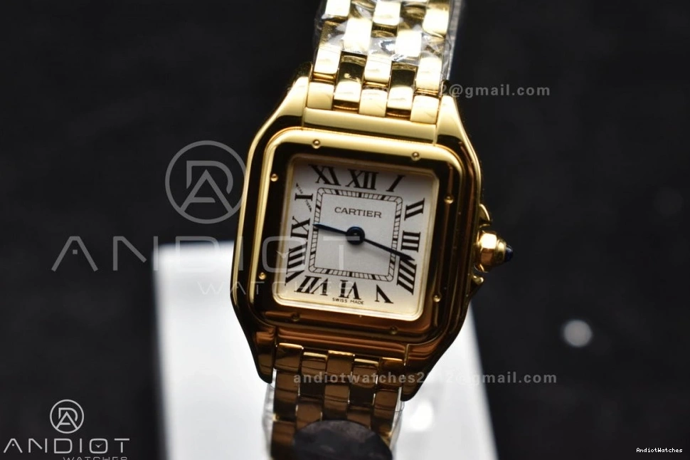 Full 1000 Best Full YG On Edition White YG Quartz BVF Bracelet Panthère Compact 1:1 22mm Ronda Dial 0417